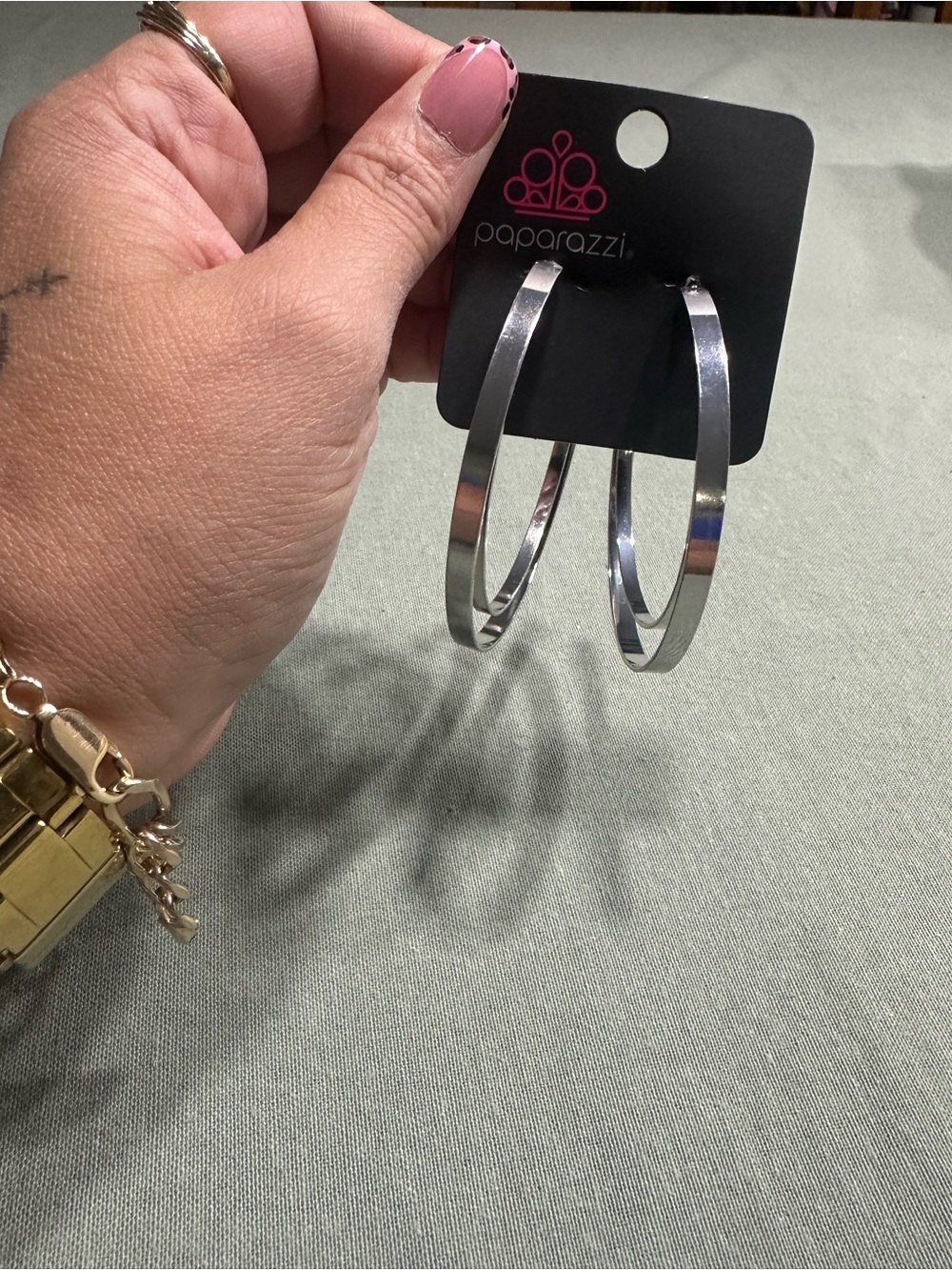 Paparazzi Silver Faceted Hoop Earrings